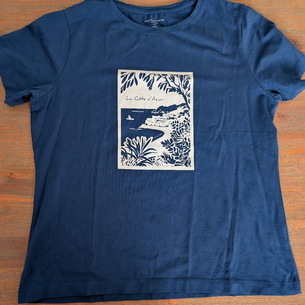 Navy Short Sleeve Tee with Coastal Graphic